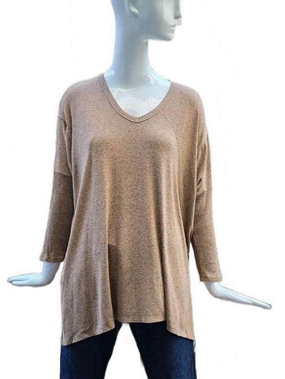 Shannon Passero Oversized V-Neck Sweater Made in USA Pockets Poly Rayon OS